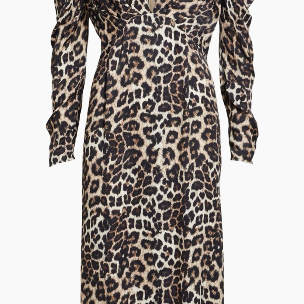 Farm Rio Leopard V-Neck Midi-Dress Size - XS
